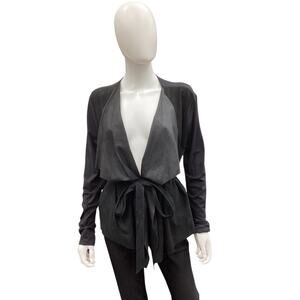 Max Mara Women’s Wrap Size M Goat Leather And Silk Belt Waterfall Style Black
